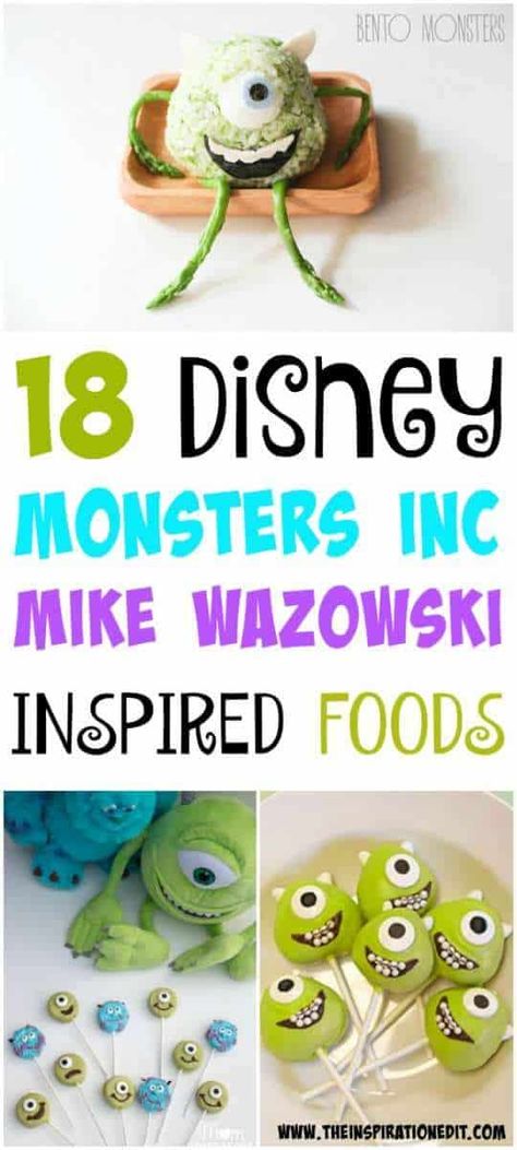 Monsters Inc Food, Monsters Inc Cake Pops, Bento Lunch Ideas, Monster Inc Cakes, Monsters Inc Baby Shower, Monsters Inc Mike, Monsters Inc Baby, Kids Party Snacks, Monster Food