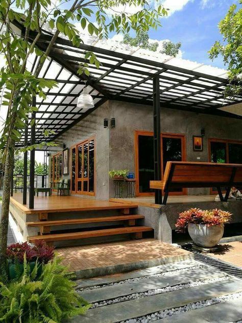 Veranda Design, Home Designs Exterior, Tropical House Design, Rest House, Seni Dan Kraf, Modern Fence, House Modern, Loft House, Tropical House