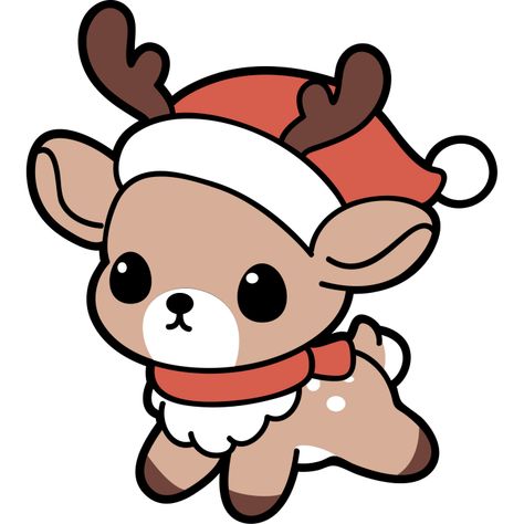 Cute Icons Christmas, Christmas Themed Drawing Ideas, Cute Christmas Drawing Ideas Animals, How To Draw A Santa Claus, Christmas Kawaii Drawing, Cute Christmas Animals Drawings, Cute Santa Drawing, Cute Reindeer Drawing, Christmas Cartoon Drawings