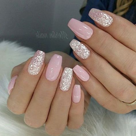 Wedding Nail Art Design, Best Nails, Pink Gel Nails, Graduation Nails, Manicure Tips, Pretty Nail Designs, Classic Nails, Nail Art Wedding, Sparkle Nails