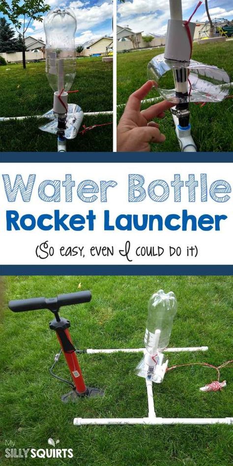 How to build a rad water bottle rocket in three easy steps Building A Rocket, How To Make A Bottle Rocket, How To Build A Rocket, Bottle Rockets For Kids, Diy Bottle Rocket, Robotics Classroom, Water Bottle Rocket, Bottle Rocket Launcher, Build A Rocket