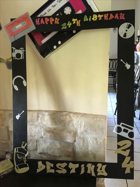 90's Birthday DIY Picture Frame / Photo Booth Frame / Hip Hop Party Frame 90s Party Themes, 1990s Party Theme, Picture Frame Photo Booth, Hip Hop Party Theme, Picture Frames For Parties, Birthday Party Pictures, 1990s Party, 90s Hip Hop Party, Hip Hop Birthday Party