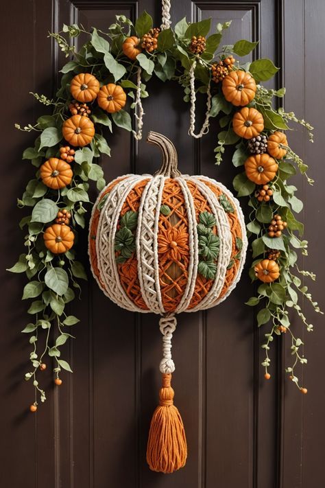 20 DIY Pumpkin Door Hangers – ToolzView Fall Swags Diy, Pumpkin Door Decor, Dollar Store Pumpkin Wreath, Pumpkin Wreath Ideas, Autumn Door Decorations, Autumn Wreath Ideas, Decoupage Pumpkins, Pumpkin Diy, Halloween Trends