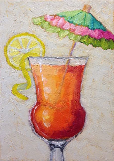 Pastel Drinks, Paint Fruit, Diy Canvas Art Easy, Oil Pastel Drawings Easy, Watercolor Beginner, Food Artwork, Small Canvas Paintings, Cocktail Art, Oil Pastel Art