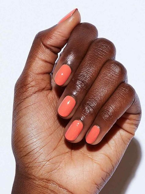 Summer 2024 Coral Nails: Bright Designs, From Neon Pink to Turquoise Coral And Yellow Nails, Pink Orange Coral Nails, Coral Pink Gel Nails, Coral Summer Nails 2024, Bright Salmon Nails, Coral Pink Nail Polish, Salmon Nails, Nail Polish Coral, Coral Nails With Design