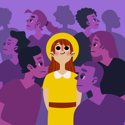 Illustration with a person smiling in crowd concept | Free Vector People Conversation Illustration, Illustrator People Vector, Student Vector Illustration, Creative Person Illustration, Crowd Illustration People, Many People Illustration, Simple Person Illustration, Being Different Illustration, Crowd Drawing Reference