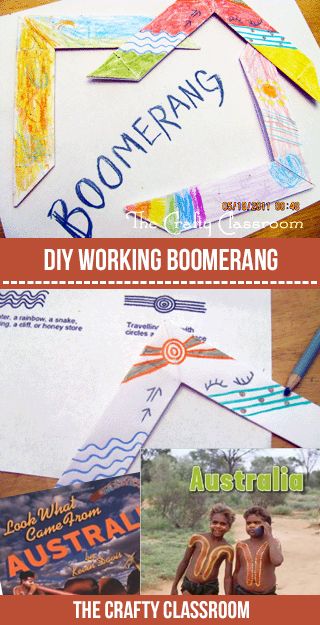 Australia Themed Activities For Kids, Australia Unit Study For Kids, Boomerang Craft, Diy Boomerang, Australia Crafts For Kids, Paper Boomerang, Around The World Crafts For Kids, Great Barrier Reef Australia, Aboriginal Symbols