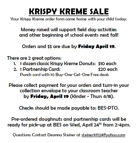 Krispy Kreme Fundraiser Krispy Kreme Fundraiser Flyer, Field Day Activities, Krispy Kreme Donuts, Fundraiser Flyer, Fundraising Tips, Fundraiser Ideas, Fundraising Ideas, Krispy Kreme, Field Day