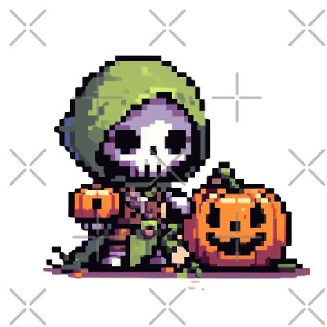 Skeleton Rpg, Pixel Skeleton, Skeleton Pixel Art, Pixel Art Halloween, Pixel Characters, Cute Skeleton, Halloween Sticker, Skeleton Art, Art Halloween