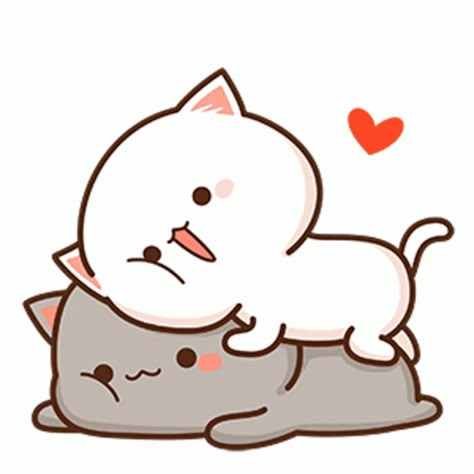 Cuddling Gif, Calin Gif, Cute Gifs, Peach Cat, Hug Gif, Chibi Cat, Perfect Peach, Cat Couple, Cute Bear Drawings