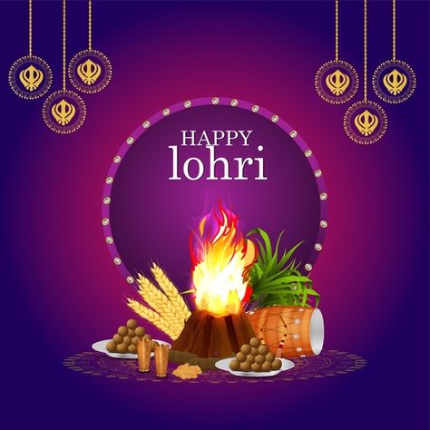 Happy lohri greeting card or banner with... | Premium Vector #Freepik #vector #celebration #indian #religion #flame Sankranthi Wishes, Lohri Greetings, Food Web Design, Happy Lohri, Banner Background Hd, Creative Banners, Festival Image, Happy Janmashtami, Creative Advertising Design