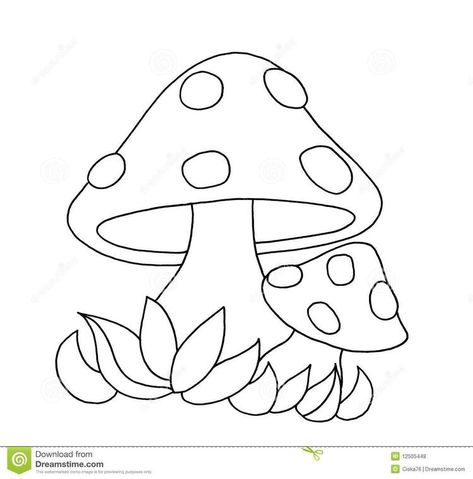 Mushroom Clipart Black And White, Mushroom Template Free Printable, Mushroom Template, Mushroom Coloring Pages, Mushroom Crafts, Filmy Vintage, Mushroom Drawing, Pola Sulam, Easy Coloring Pages