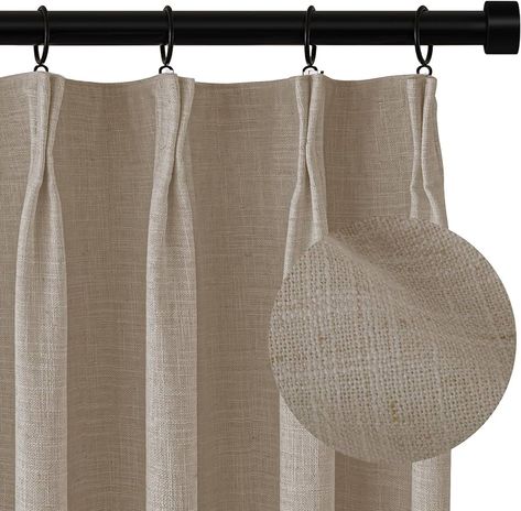 Amazon.com: 100% Blackout Shield Pinch Pleated Curtains 84 Inch Length 2 Panels Set, 100% Blackout Curtains for Bedroom/Living Room, Linen Blackout Curtains with Liner, Thermal Insulated Drapes,W40xL84,Beige : Home & Kitchen Curtain Farmhouse Ideas, Coastal Bedroom Curtain Ideas, Cozy Bedroom Curtain Ideas, Bedroom Black Out Curtain Ideas, Bedroom Drapes Ideas, Cozy Curtains Living Room, Pleated Curtains With Rings, Neutral Curtains Bedroom, Amazon Curtains Living Room