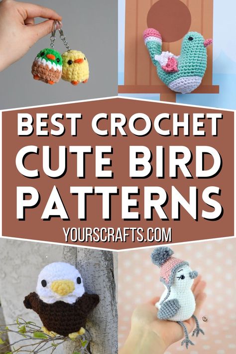 Crochet Cute Bird Patterns Small Crochet Birds Free Pattern, Easy Crochet Birds Free Pattern, Crochet Bird Patterns Free, Bird Crochet Pattern Free, Free Crochet Bird Patterns, Hummingbird Crochet, Crocheted Birds, Bird Crochet Pattern, Bird Amigurumi