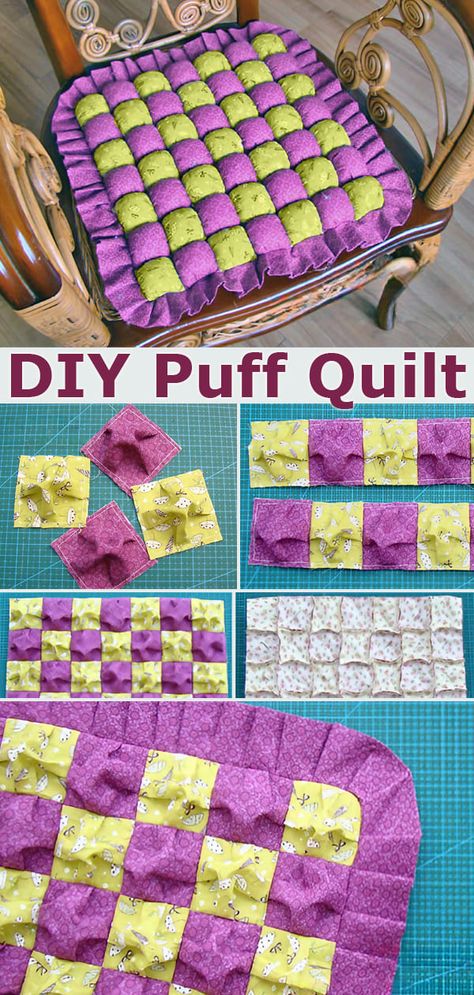 Puff or Biscuit Quilt Tutorial Puffy Quilt Pattern, Puff Quilts Ideas, Puff Quilt Tutorial For Beginners, Easy Puff Quilt Tutorial, Diy Puff Quilt For Beginners, How To Make A Puff Quilt, Puff Quilts For Beginners, Biscuit Quilt Tutorial, Puff Quilt Tutorial Bubble Blanket