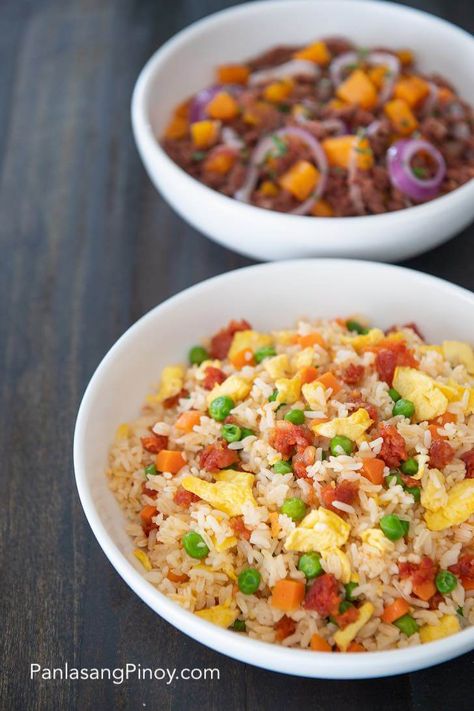 Longanisa Fried Rice, Cooking Fried Rice, Breakfast Rice, Beef Fried Rice, Butternut Squash Cubes, Arroz Frito, Road Trip Food, Fried Rice Recipe, Corned Beef