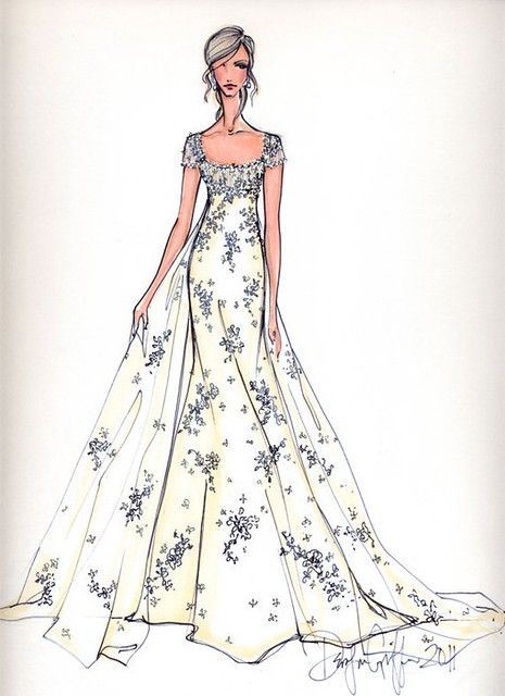 Hand-painted wedding dress (5) | Hand-painted wedding dress … | Flickr Hand Painted Wedding Dress, Painted Wedding Dress, Bridal Illustration, Vintage Fashion Sketches, Wedding Dress Illustrations, Wedding Dress Sketches, Dress Illustration, Fashion Sketches Dresses, Sketches Dresses