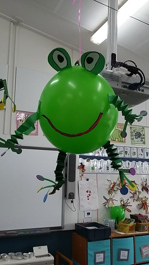 Shrek Crafts For Kids, Shrek Frog Balloon, Frog Birthday Party Ideas, Frog Party Decorations, Balloon Frog, Frog Balloon, Frog Party Ideas, Shrinky Dink Art, Frog Baby Showers