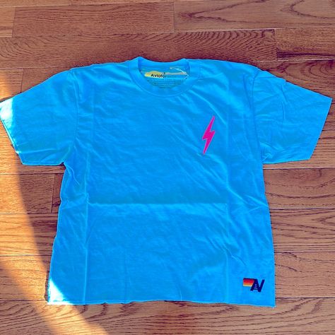 Aviator Nation Cropped S Boyfriend Tee Baby Blue Pink Embroidered Bolt Brand New Short Sleeve Super Soft Aviator Nation Tee, Denim Top Women, Aviators Women, Aviator Nation, Boyfriend Tee, Crew Sweatshirts, Crop Sweatshirt, Denim Top, Denim Women