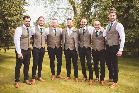 Wedding Chinos Grooms, Tweed Vest Groomsmen, Groomsmen Tweed Suits, Chinos And Waistcoat Wedding, Groomsmen Attire Waistcoat, Groomsmen Waistcoat Only, Groomsmen With Vest, Greenery Wedding Groomsmen Attire, Groomsmen Vest Attire