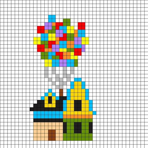 Là-haut - La maison Disney Perler Beads, Pixel Art Animals, Perler Bead Designs, Hama Art, Trendy Embroidery, Art Perle, Hama Beads Design, Perler Bead Templates, Kandi Patterns