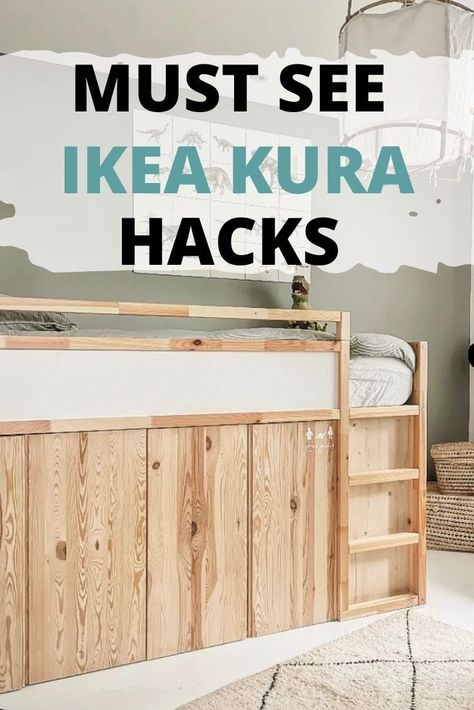 Ikea Kura Hack Storage, Ikea Kura With Storage, Ikea Kura Storage Hack, Storage Under Kura Bed, Kura Bed With Storage, Ikea Kura Bed Hack 3 Kids, Kura Bedroom Ideas, Ikea Trofast Bed, Ikea Ivar Bed Hack