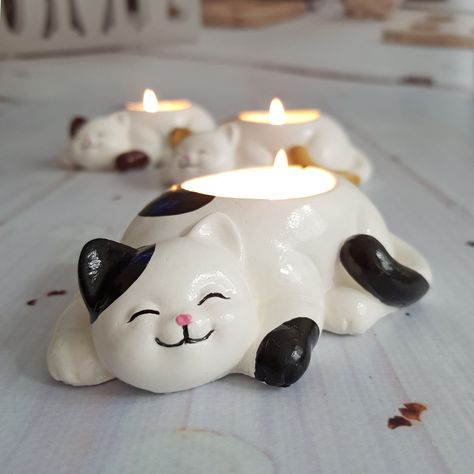 Egg Holders, Cast Concrete, Smiling Cat, Sweet Cat, Aesthetic Gift, Gift For Cat Lover, Cute Candles, Table Shelf, Toxic Water