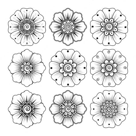 Premium Vector | Circular pattern in the form of mandala with flower for henna, mehndi, tattoo, decoration. decorative ornament in ethnic oriental style. coloring book page. Sri Lankan Mask, Basics Drawing, Traditional Henna Designs, Thigh Henna, Henna Flowers, Flowers Henna, Zen Flower, Tracing Patterns, Photo Gift Tags