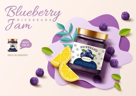 Wild Blueberry Jam, Jam Packaging, Ads Banner, Ad Banner, Blueberry Fruit, Berry Jam, Blueberry Jam, Abstract Geometric Art, Wild Blueberries