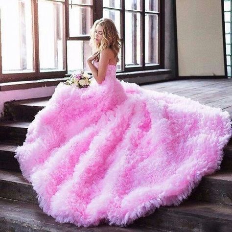 Fur Ball Gown, Fur Gown, Fur Dress, Pink Gown, Cinderella Dresses, Pink Fur, Pink Gowns, Color Rosa, My Soul