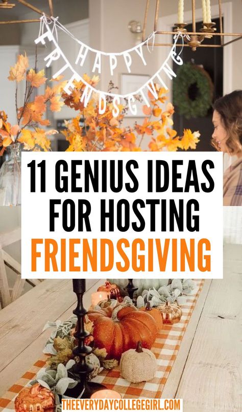 Friendsgiving Party Ideas: The best Friendsgiving Ideas you need to know to throw an amazing Friendsgiving dinner this year! Ideas For Friendsgiving Dinner, Planning A Friendsgiving, Friends Giving Menu Ideas, Friendsgiving Ideas Food Easy, Hosting A Friendsgiving Party, Friends Giving Ideas Food, Adult Friendsgiving Party Games, Cute Friendsgiving Food Ideas, How To Plan A Friendsgiving