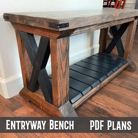 Woodworking Plans DIY Rustic Entryway Bench Furniture Plans Plans for Woodworker PDF Woodworking Plans - Etsy 2x4 Furniture Diy, Diy Western Wood Projects, Cedar Furniture Ideas, Things To Build With Wood, Homemade Furniture Ideas, Ffa Projects, Oak Projects, Rustic Workshop, Simple Wood Projects