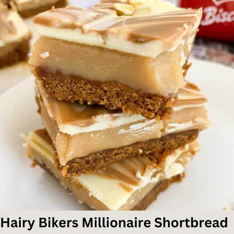 Hairy Bikers Millionaire Shortbread Recipe Biscoff Millionaire Bars, Biscoff Millionaires Shortbread, Biscoff Shortbread, Biscoff Millionaires, Insane Desserts, Holiday Bakes, Millionaire Shortbread Recipe, Sweet Slices, Chocolate Flapjacks