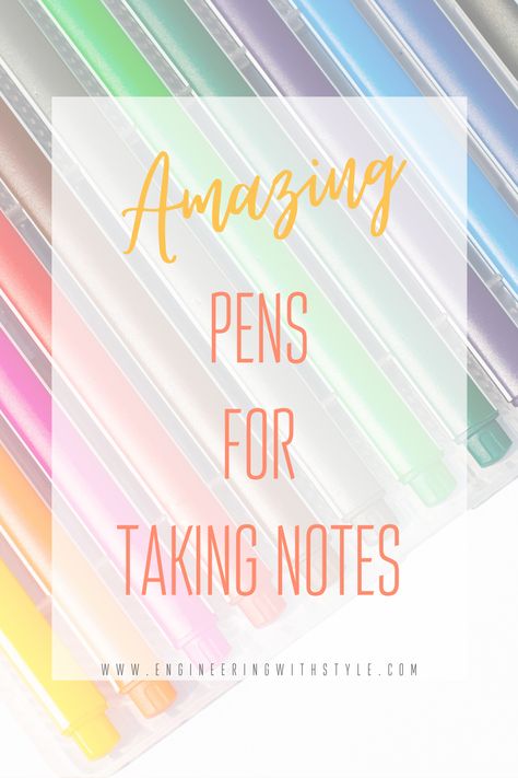 I write a lot of notes.  Check out my favorite pens for taking notes!#pens #notes #glitterpens #bujo #journaling #notes Pens For Note Taking, Best Pens For Note Taking, Best Note Taking Pens, Best Pens For Writing, Note Taking Pens, College Printables, Bujo Journaling, College Note Taking, Colorful Pens