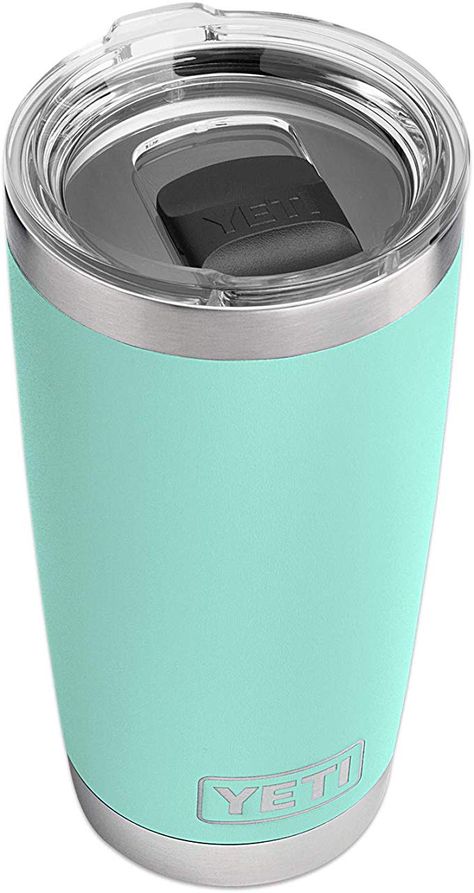 Amazon.com: YETI Rambler 20 oz Stainless Steel Vacuum Insulated Tumbler w/MagSlider Lid, Seafoam: Clothing Yeti Rambler Tumblers, Yeti Cooler, Yeti Coolers, Kids Bottle, Tumbler Handle, Yeti Tumbler, Yeti Rambler, 20 Oz Tumbler, Insulated Tumblers