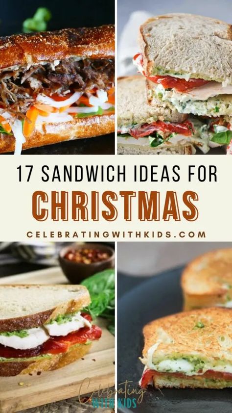 Make your holiday lunches merry and bright with these Christmas sandwich ideas – easy, fun, and full of festive flavors! Easy Xmas Lunch Ideas, Xmas Sandwich Ideas, Holiday Sandwich Ideas, Christmas Dish Ideas Easy Recipes, Christmas Panini, Christmas Sandwiches Buffet, Christmas Meal Ideas Lunch, Soup And Sandwich Christmas Party, Simple Christmas Lunch