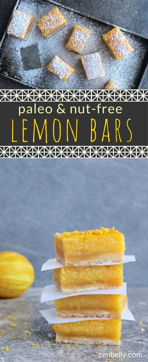 paleo nut-free lemon bars made with Otto's Naturals Cassava Flour Paleo Lemon Bars, Cassava Recipe, Cassava Flour Recipes, Aip Desserts, Grain Free Desserts, Lemon Bars Recipe, Paleo Baking, Cassava Flour, Sweet Tart