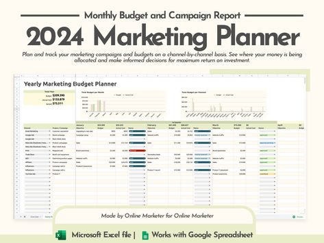 2024 Marketing strategy planner | Advertising planning tool |  Marketing budget planner | Digital marketing calendar | Marketing report allinoneplanner #printableplanners. Marketing Budget Template, Financial Budget Planner, Marketing Report, Budget Planner Template, Marketing Planner, Marketing Calendar, Digital Marketing Plan, Budget Planner Printable, Digital Marketing Trends