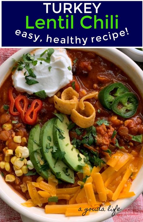 Chili Ground Turkey, Turkey Lentil Chili, Turkey Lentil Soup, Best Easy Chili Recipe, Ground Turkey Chili Recipe, Turkey Lentil, Easy Chili Recipes, Lentil Chili Recipe, Chili Spicy