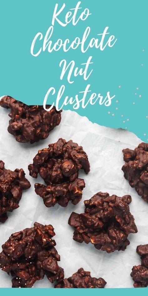 These keto chocolate nut cluster are the perfect chocolatey, crunchy snack! Full of Pecans, walnuts, and almonds...this sugar free snack is just what you need when you want something sweet. Keto Chocolate Covered Nuts Recipe, Healthy Chocolate Nut Clusters, Keto Nut Clusters, Chocolate Nut Clusters, Keto 2023, Chocolate Nuts Clusters, Kasey Trenum, Nut Clusters, Lowcarb Recipes