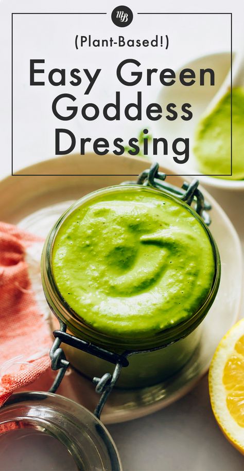 Goddess Salad Dressing, Avocado Lunch, Oil Free Salad Dressing, Goddess Dressing Recipe, Food Sauces, Green Goddess Salad Dressing, Green Goddess Salad, Goddess Salad, Delicious Salad Dressings