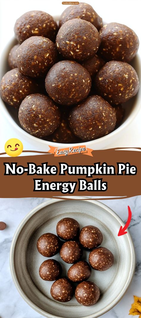 No-Bake Pumpkin Pie Energy Balls via @recipesforfamily12 Pumpkin Snack Recipes, Pumpkin Oat Balls, No Bake Balls Healthy, Pregnancy Energy Balls, Healthy Balls No Bake, Pumpkin Balls Healthy, Pumpkin Healthy Dessert, Pumpkin Balls No Bake, Easy Healthy Pumpkin Dessert