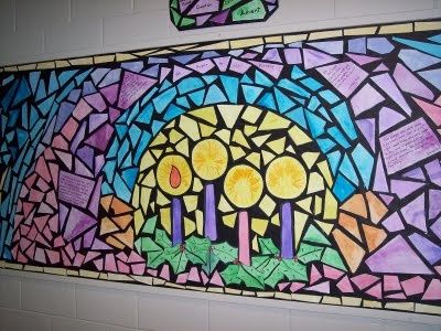 advent bulletin boards | Neat idea...could be used for other themes ... | Bulletin board ideas Advent Bulletin Boards, Bulletin Board For School, Catholic Bulletin Boards, Religious Bulletin Boards, December Bulletin Boards, Advent Art, Christmas Bulletin Boards, Christian Bulletin Boards, Christmas Classroom Door