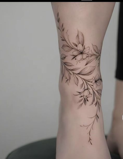 Ankle Cuff Tattoo, Anastasia Tattoo, Inner Ankle Tattoos, Floral Foot Tattoo, Wrap Around Ankle Tattoos, Ankle Foot Tattoo, Wrap Around Tattoo, Cuff Tattoo, 16 Tattoo