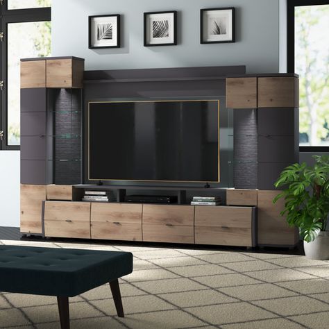 Soundbar Shelf, Living Room Tv Cabinet Designs, Tv Kastenwanden, Tall Tv Stands, Media Walls, Tv Cabinet Design, Cabinet Designs, Living Room Entertainment Center, Flat Decor