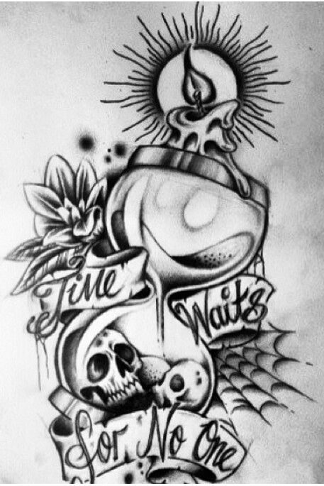 Time waits for no one Prison Art Drawings Sketches, Tattoo Art Drawings Sketches, Drawing Pics, Lion King Tattoo, American Traditional Tattoo Ideas, One Tattoo, Traditional Tattoo Ideas, Hourglass Tattoo, Cool Tattoo Drawings