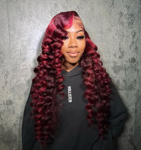 Frontal Lace Wig, Frontal Wig Hairstyles, Quick Weave Hairstyles, Frontal Hairstyles, Slick Hairstyles, Hot Hair Styles, Burgundy Hair, Dope Hairstyles, Burgundy Lace