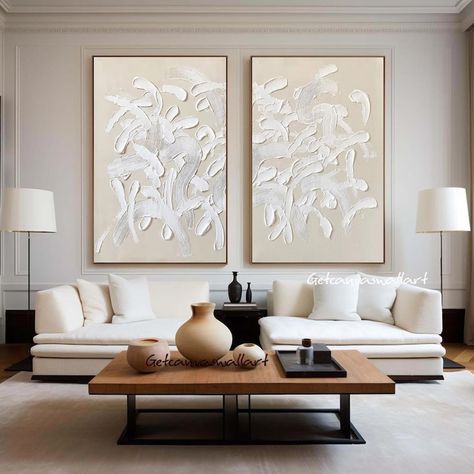 Buy Set of 2 Beige Abstract Wall Art Beige White Plaster Wall Art Online in India - Etsy Minimalistic Painting, Wabi Sabi Art Painting, Painting Set Of 2, Oil Paint Set, Grey Wall Art, Room Ambiance, Colorful Abstract Painting, Plaster Art, Colorful Trees