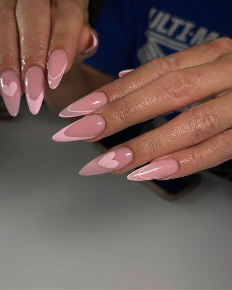 cuteee🎀🫧 #nailedbyjyzelle #nails #longnails #bluefrenchies #cutenails #ramos #nailsofinsta #lasvegas #ducknails #pink #pinkfrenchies #summer #summernails #lasvegas #nailsofinstagram #nailslasvegas Sharp Almond Nails Design, Basic Stiletto Nails, Cute Stilletos Nails, Pink Stilletos Nails, Light Pink Stiletto Nails, Stelito Nails, Simple Stiletto Nails, Pink Stiletto Nails, Stiletto Shaped Nails