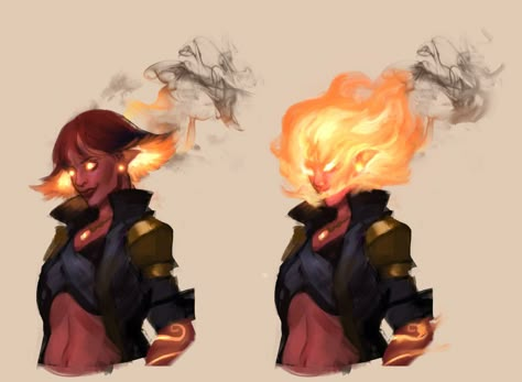 Water Genasi, Fire Genasi, Fire Hair, Dungeons And Dragons Characters, Fire Water, Dnd Art, Creature Concept, Fantasy Inspiration, Dnd Characters